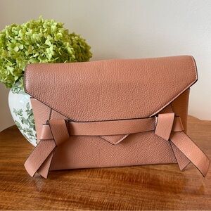 BCBGMAXAZRIA leather clutch, tan